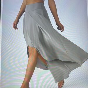 LARGE    HALARA HIGH LOW RUFFLE LIKE  2 IN 1 FLOWY MAXI SKIRT